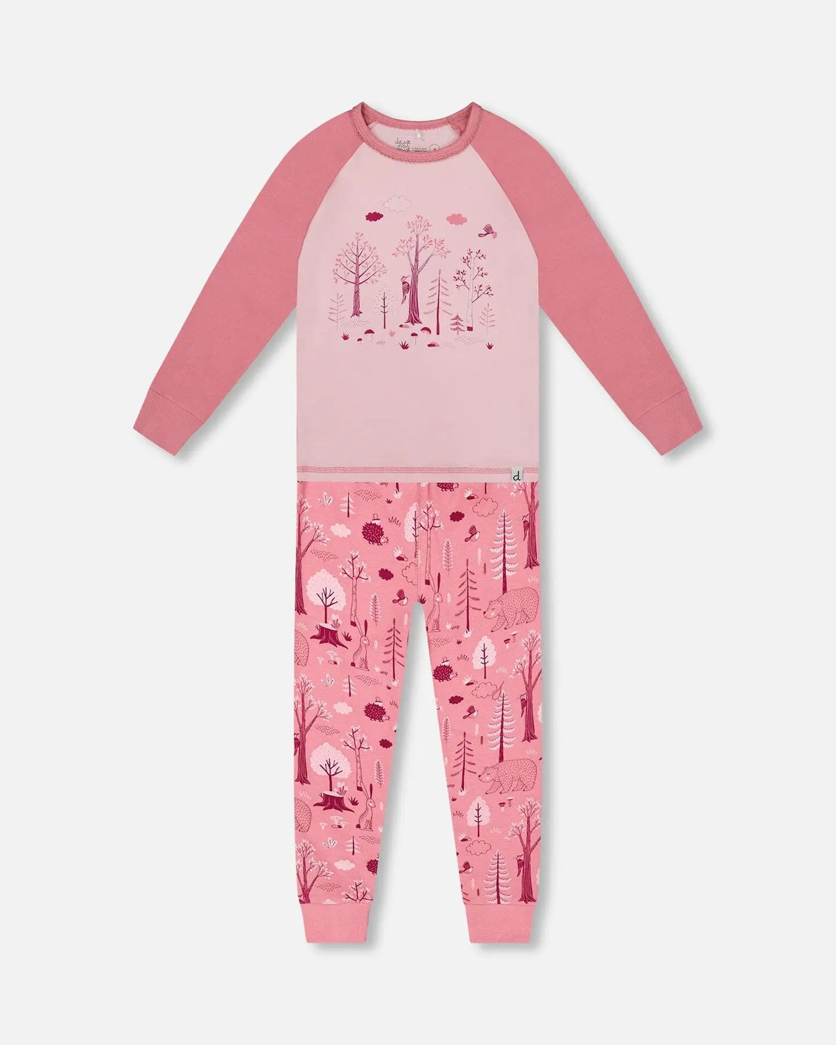 Organic Cotton Two-Piece Pajamas Pink Forest | Deux par Deux | Jenni Kidz