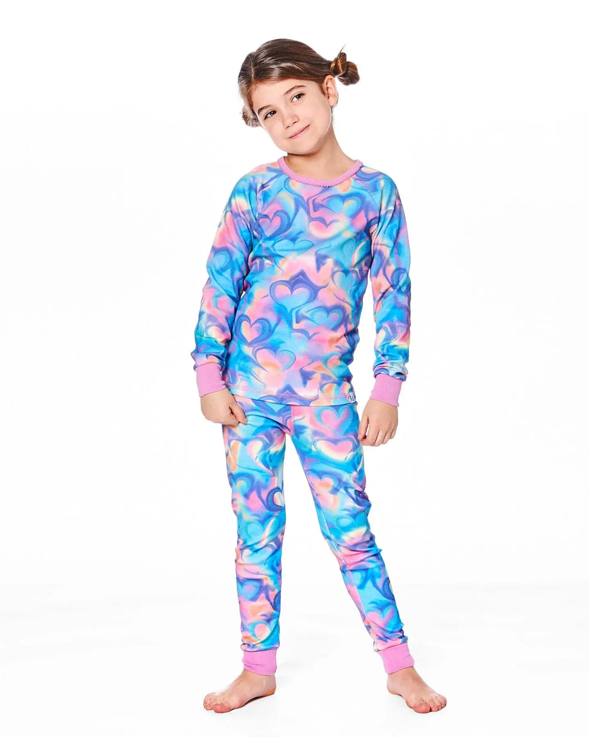 Organic Cotton Two-Piece Pajamas Rainbow Heart Print | Deux par Deux | Jenni Kidz