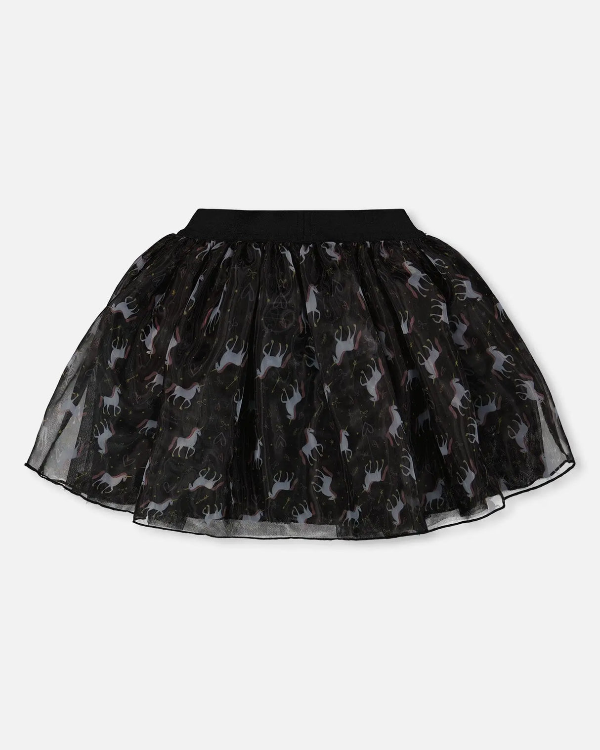 Organza And Mesh Skirt Black With Unicorn Print | Deux par Deux | Jenni Kidz