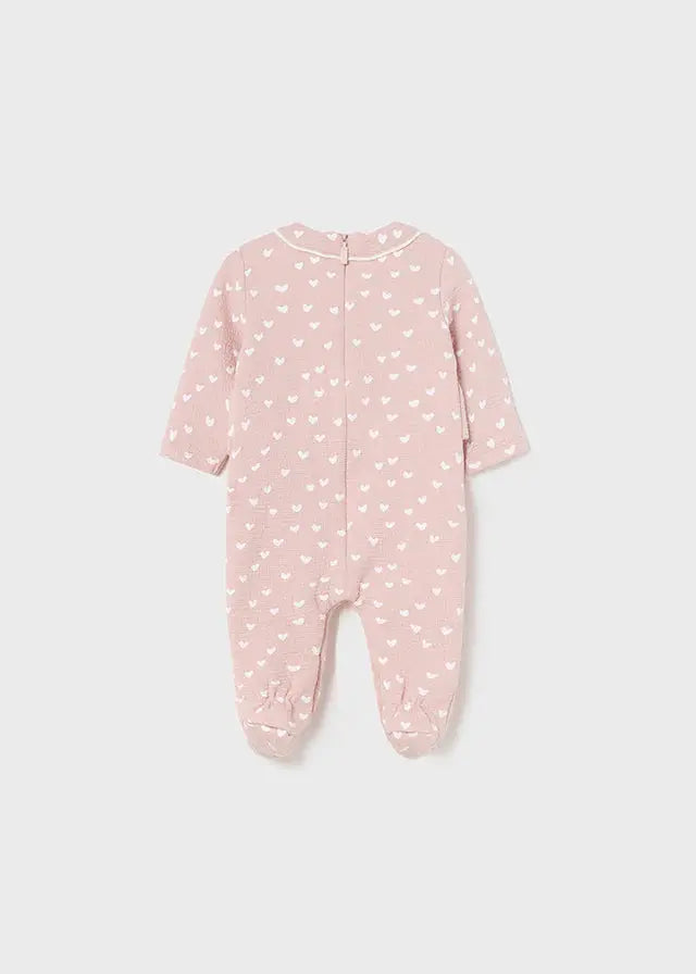 Patterned Quilted Bear footie Onesie - Baby Rose | Mayoral | Mayoral | Jenni Kidz