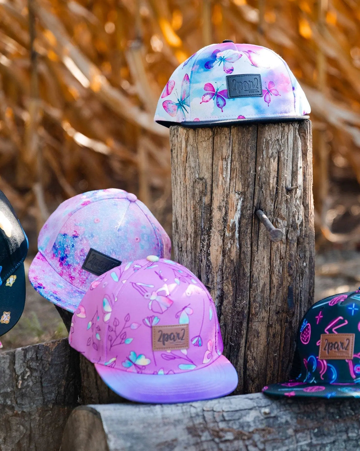 Printed Cap Old Mauve And Multicolored Butterflies | Deux par Deux | Jenni Kidz