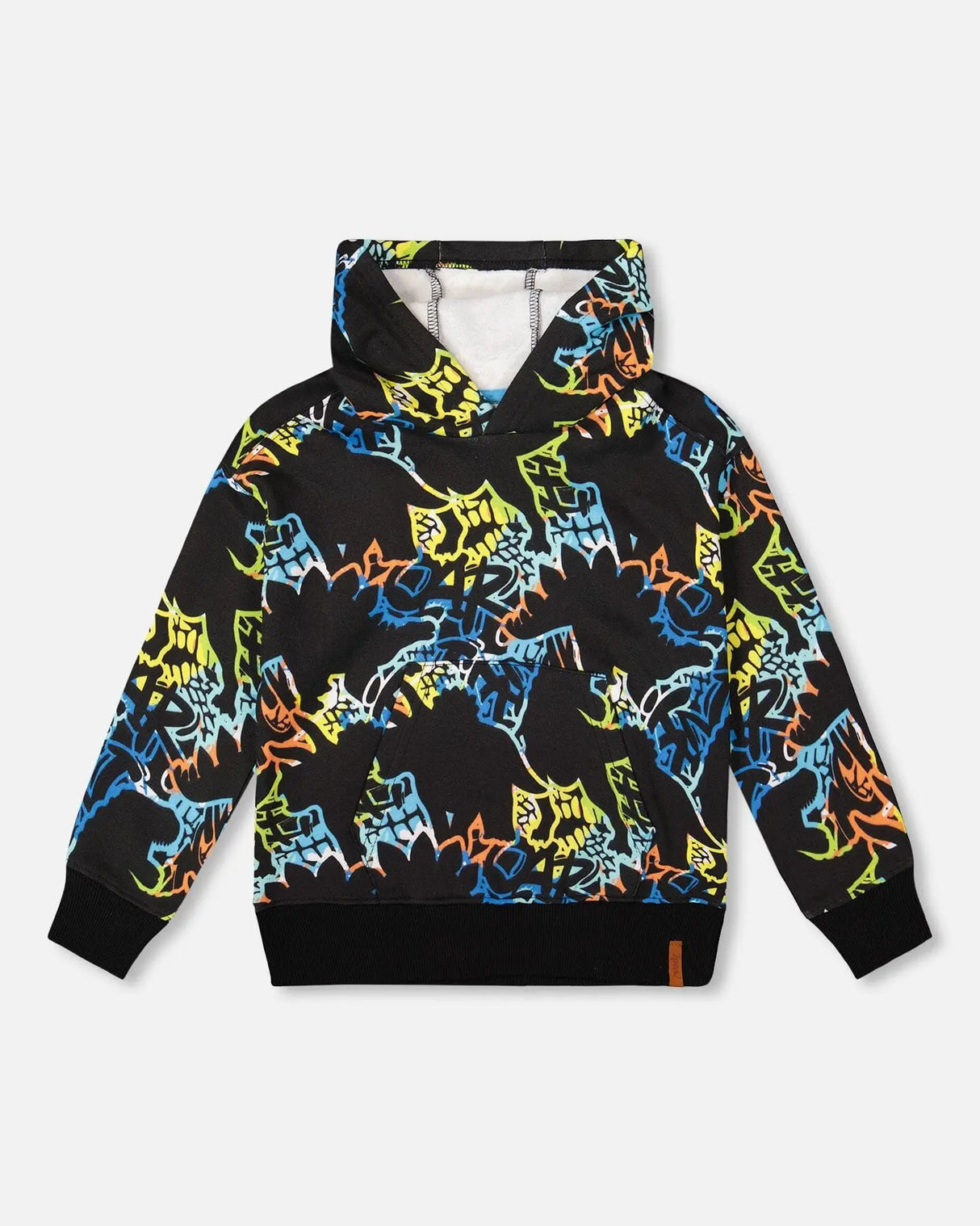 Printed Hooded Fleece Sweatshirt Black | Deux par Deux | Jenni Kidz