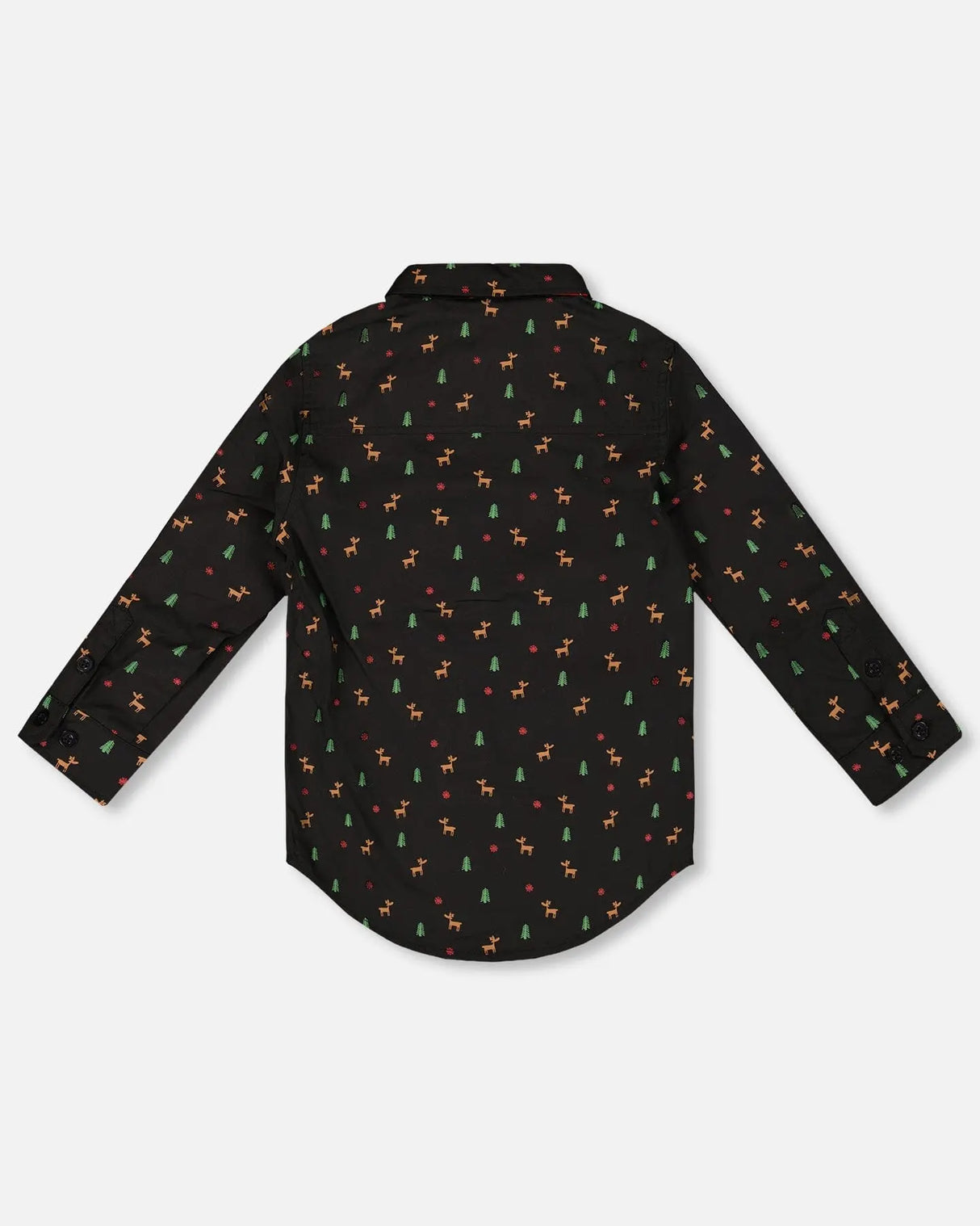 Printed Poplin Shirt Black And Multicolor With Bow Tie | Deux par Deux | Jenni Kidz