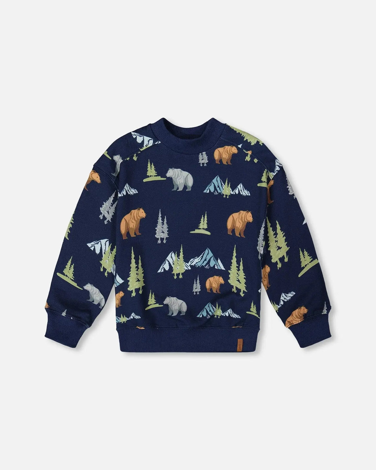 Pullover Fleece Sweatshirt Navy Animal Print | Deux par Deux | Jenni Kidz