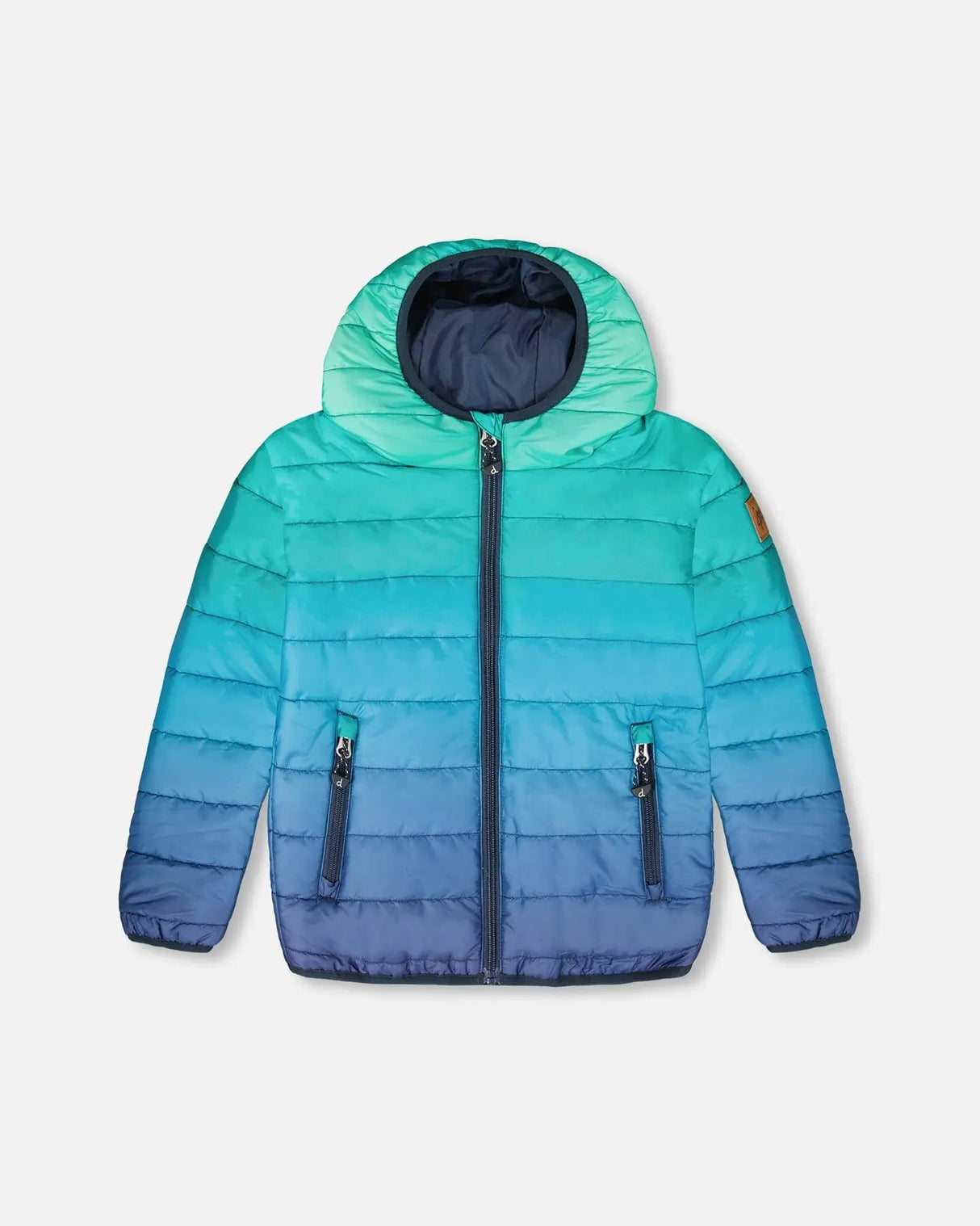 Quilted Mid-Season Jacket Green And Blue Gradient | Deux par Deux | Jenni Kidz