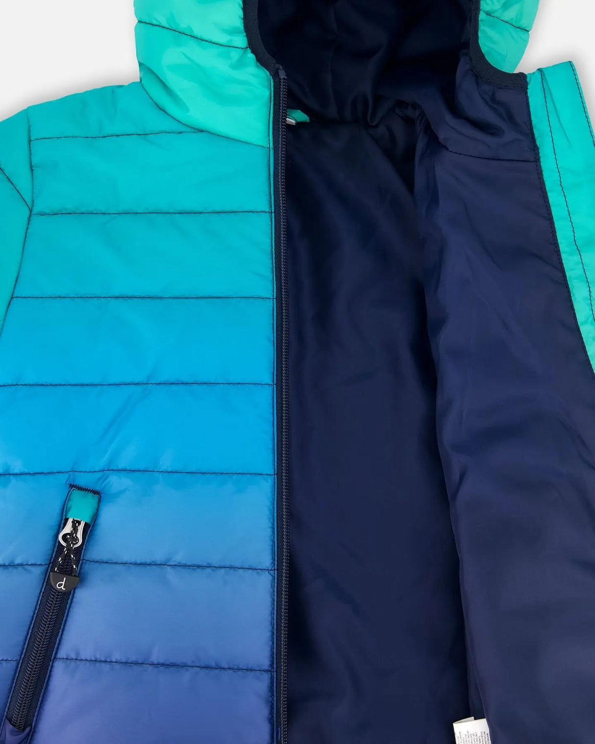 Quilted Mid-Season Jacket Green And Blue Gradient | Deux par Deux | Jenni Kidz