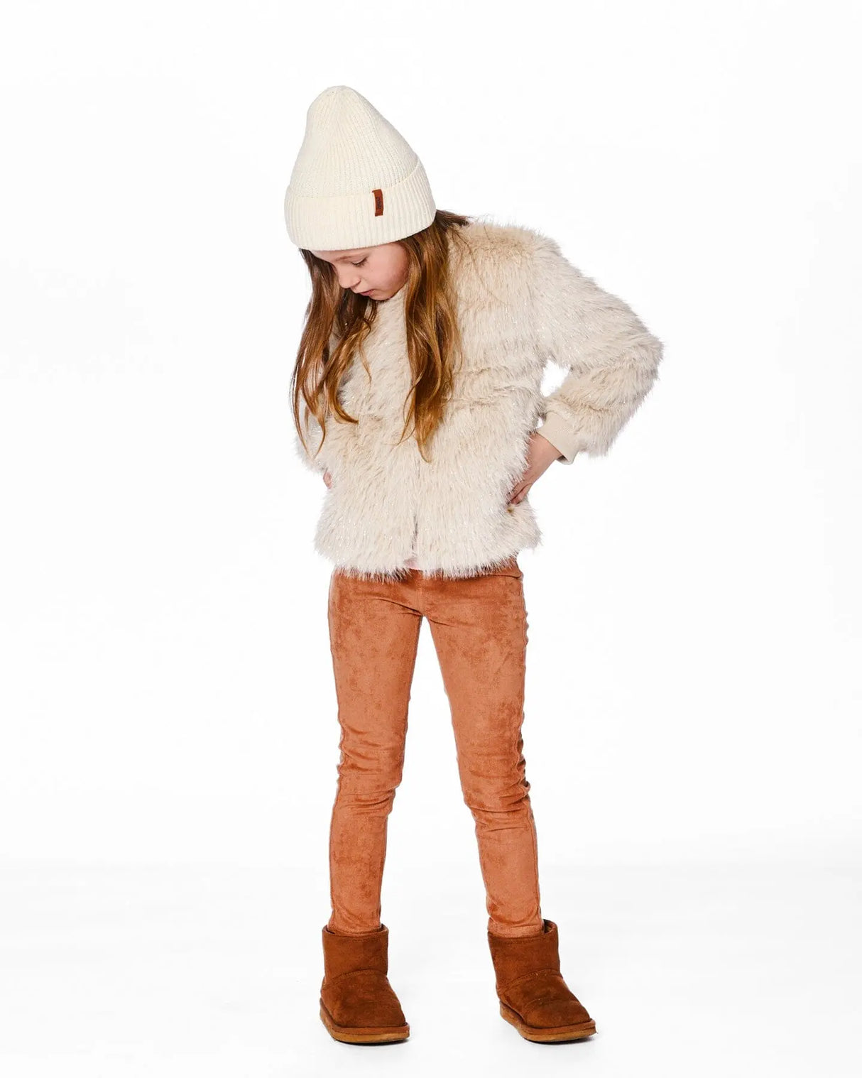 Stretch Suede Treggings Light Pecan Brown | Deux par Deux | Jenni Kidz