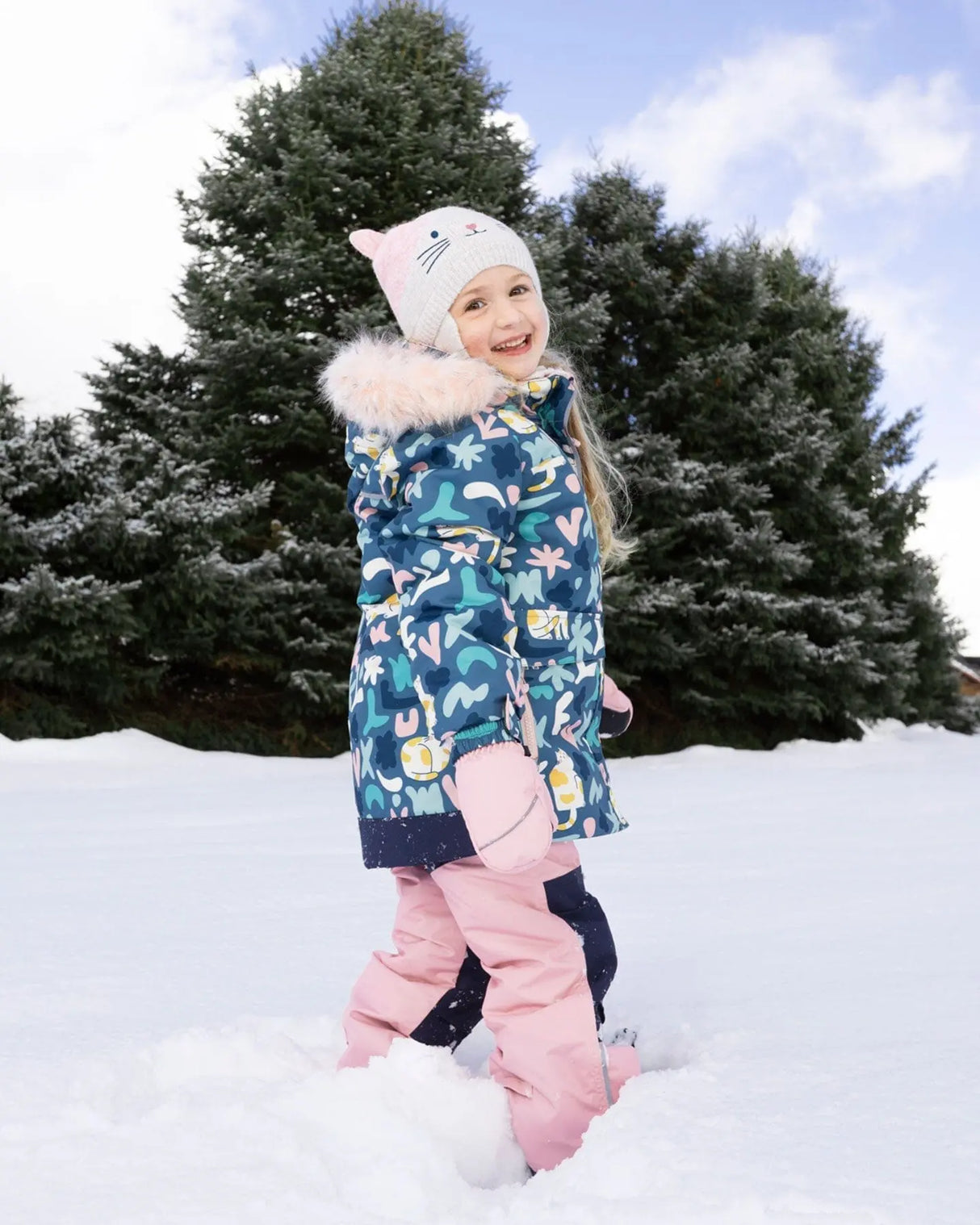 Two-Piece Discover Snowsuit With Printed Jacket Dusty Pink | Deux par Deux | Jenni Kidz