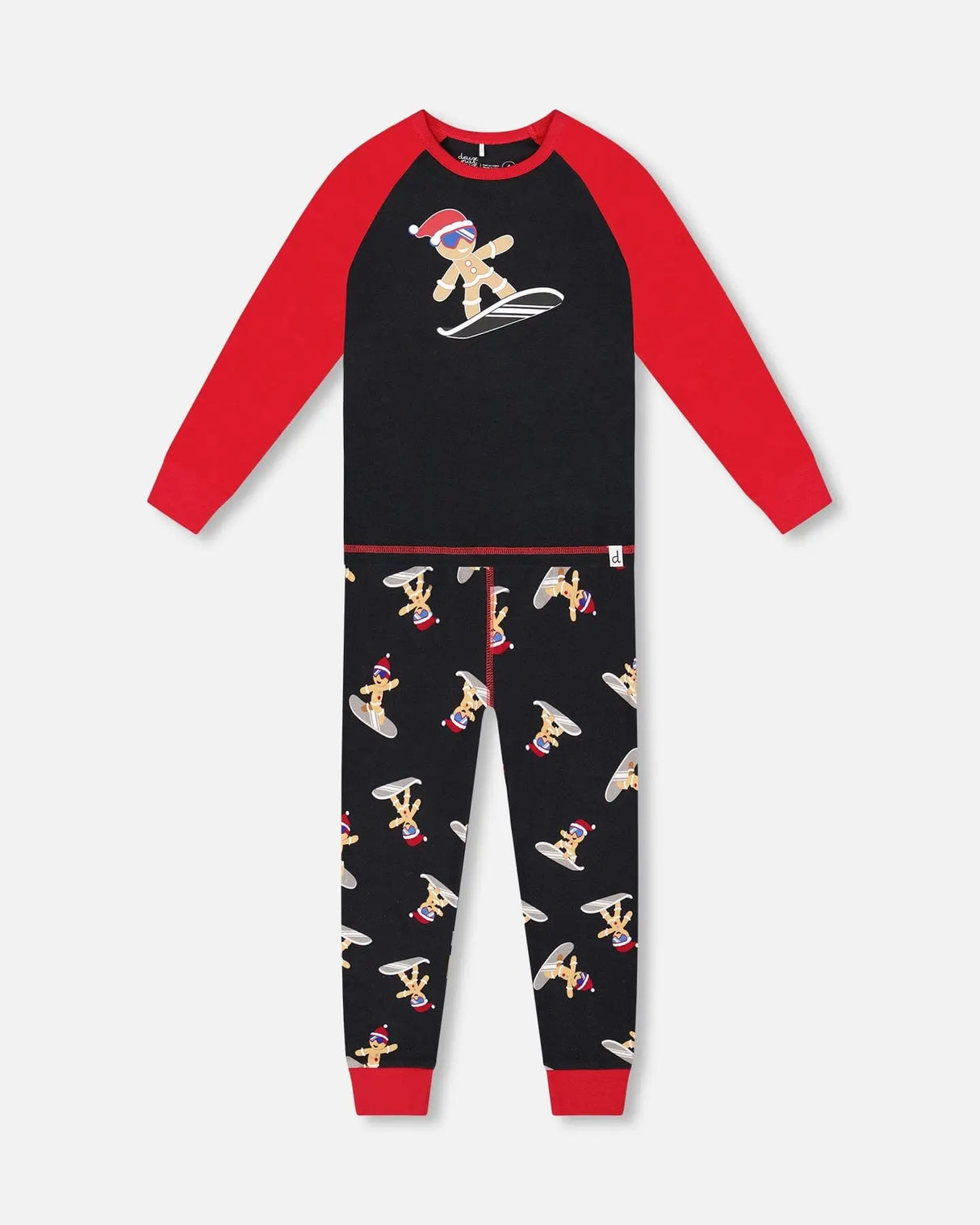 Two-Piece Organic Cotton Pajama Set Black Cookie Print | Deux par Deux | Jenni Kidz