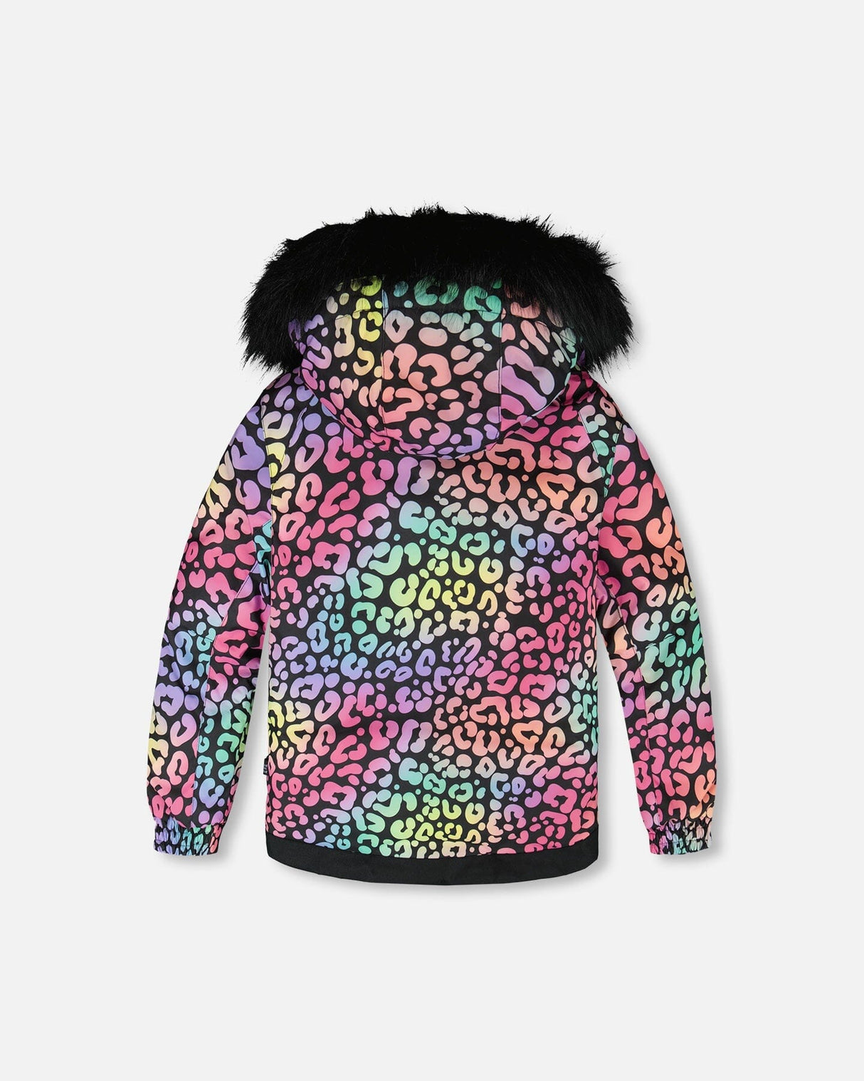 Back view girls’ two-piece snowsuit with hood and snow skirt — limited stock