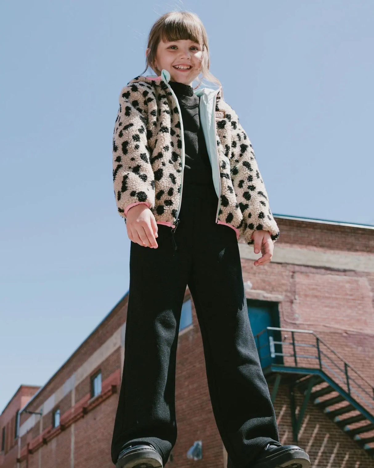 Waffle Flare Leg Pants Black | Deux par Deux | Jenni Kidz