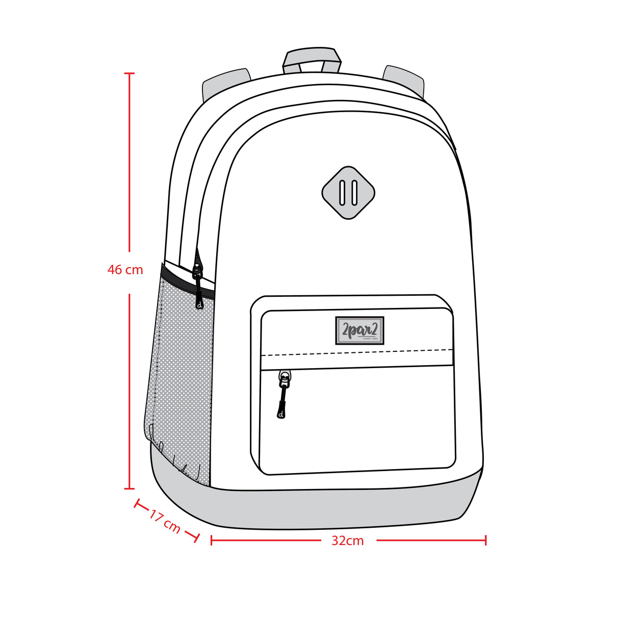 Kids Backpack Black Printed With Hearts-3
