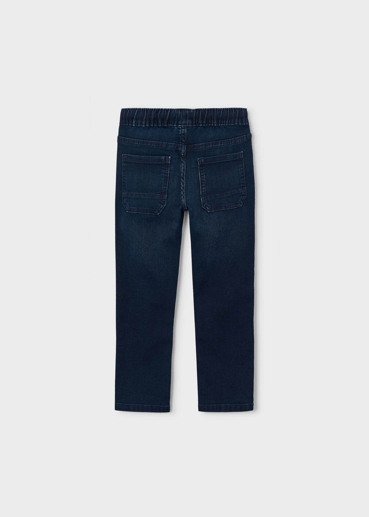 Front view of Mayoral boys Dark Blue jeans with clean denim wash and comfortable kids fit.