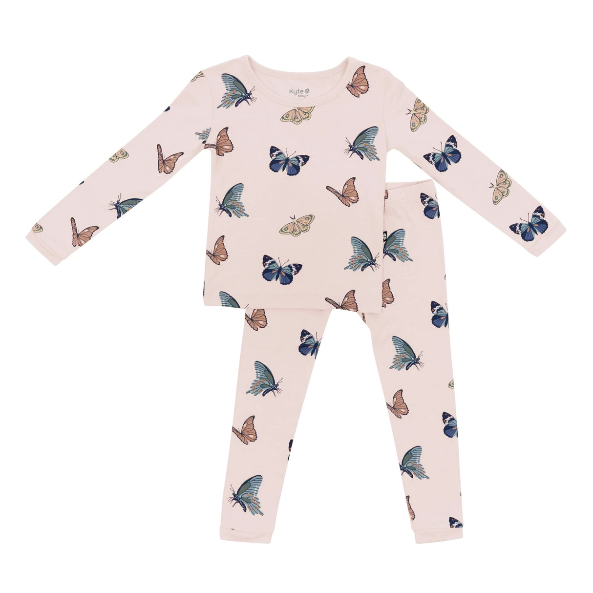 Long Sleeve Pajamas in Blush Butterfly | Kyte Baby