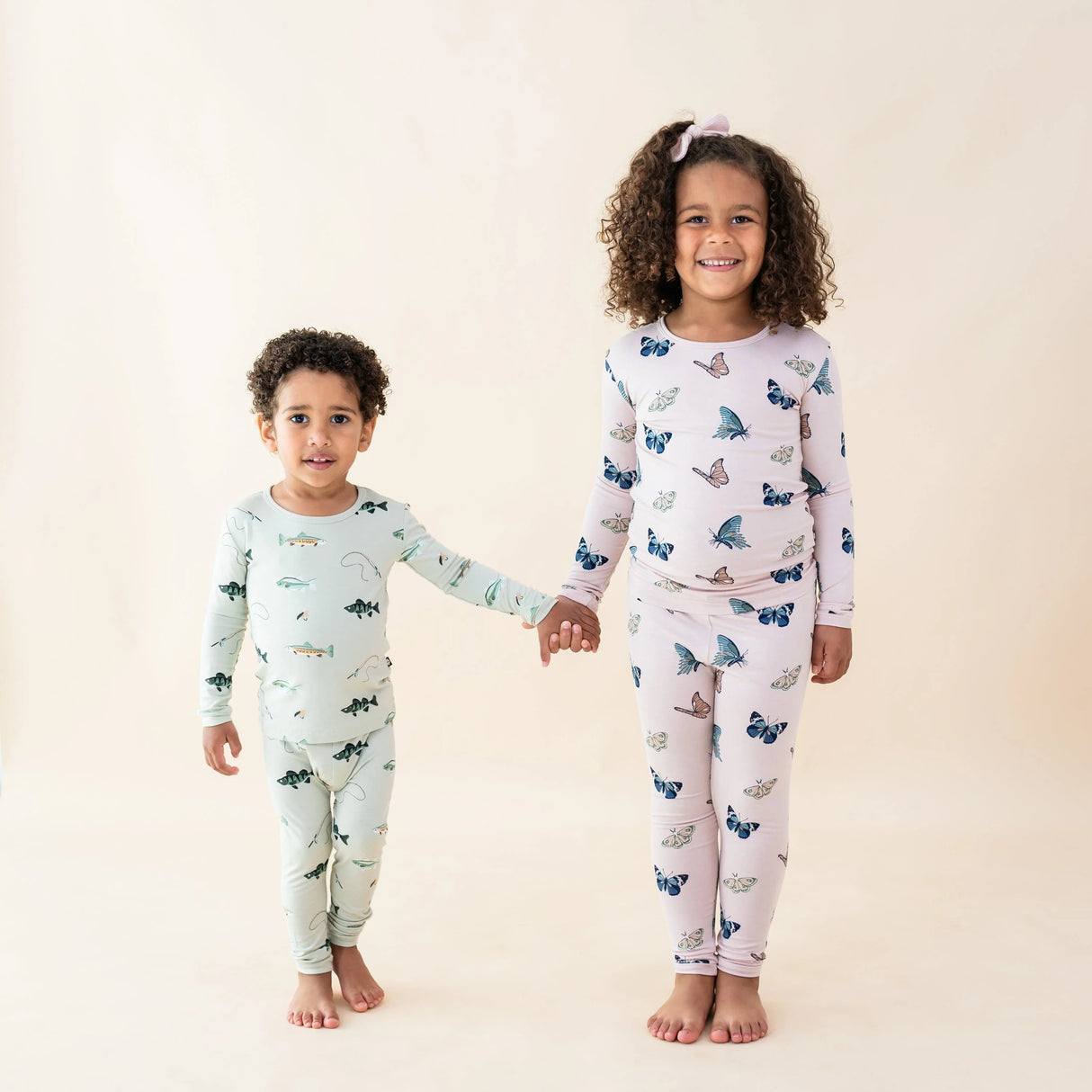 Long Sleeve Pajamas in Blush Butterfly | Kyte Baby