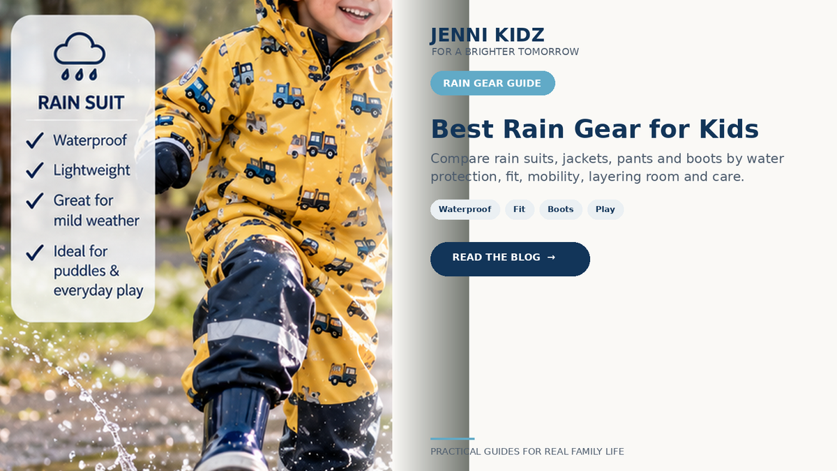 Kids rain gear guide for rain suits boots water protection fit and mobility