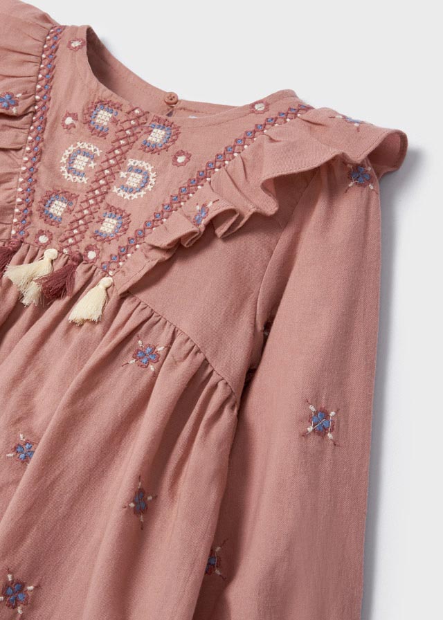 Long Sleeve Embroidered Dress  Girls | Mayoral - Jenni Kidz