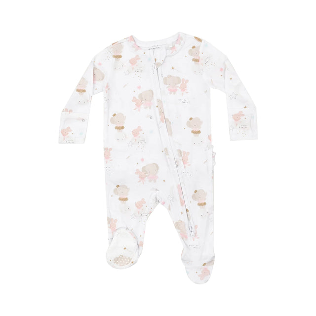 Two Way Zipper Ruffle Back Footie - Elephant + Bunny Ballerinas | Angel Dear - Jenni Kidz