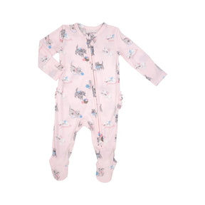 Two Way Zipper Ruffle Back Footie - Vintage Kitten | Angel Dear - Jenni Kidz