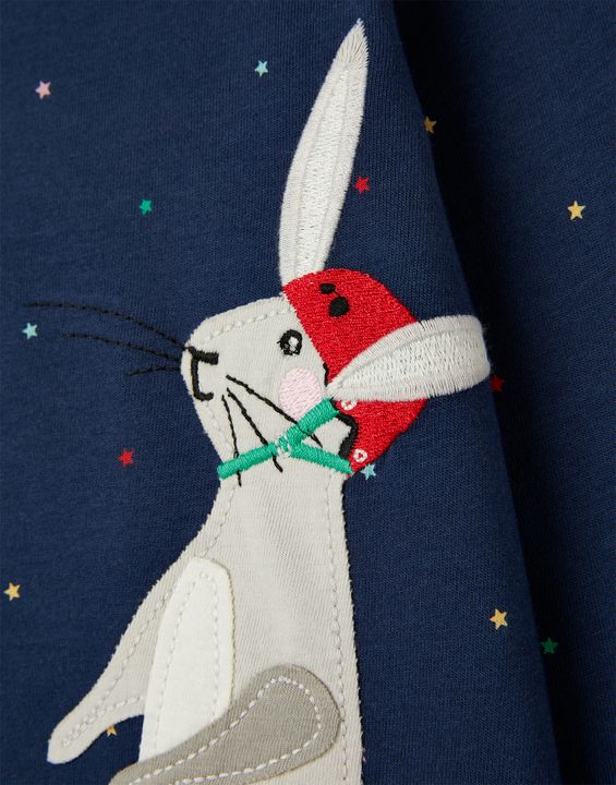 Girls Navy Long Sleeve Rabbit T-Shirt  | Joules - Jenni Kidz