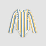 Sunrise & Blue Striped Long-Sleeve One-Piece Swimsuit | Petit Lem - Jenni Kidz