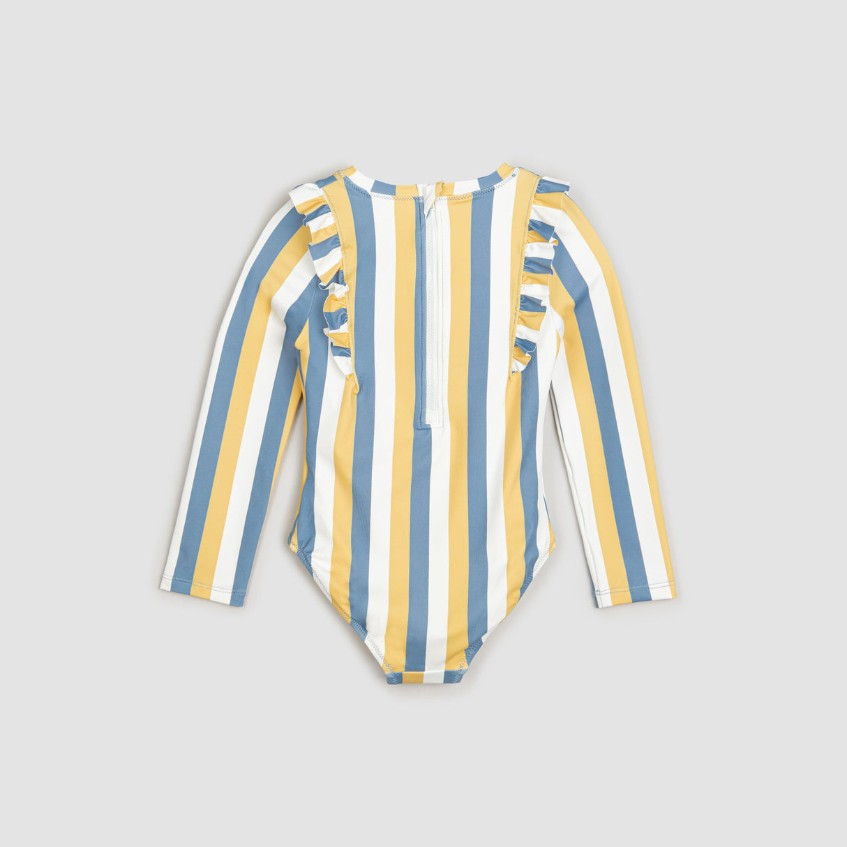 Sunrise & Blue Striped Long-Sleeve One-Piece Swimsuit | Petit Lem - Jenni Kidz