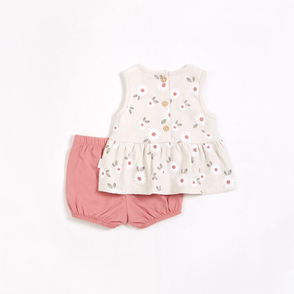 Daisy Print on Crème Peplum Shorts Set | Petit Lem - Jenni Kidz