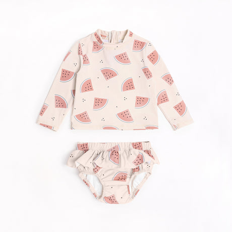 Watermelons on Crème Long Sleeve Swim Diaper Set | Petit Lem - Jenni Kidz