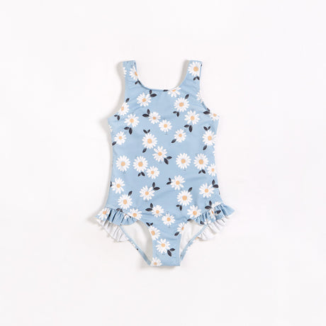 Daisies on Dusty Blue One-Piece Swimsuit | Petit Lem - Jenni Kidz