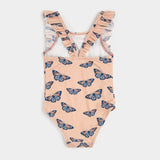 Monarch Print on Papaya Swimsuit | Petit Lem