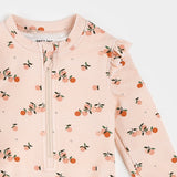 Oranges Print on Crème Tan Long-Sleeve One-Piece Swimsuit| Petit Lem