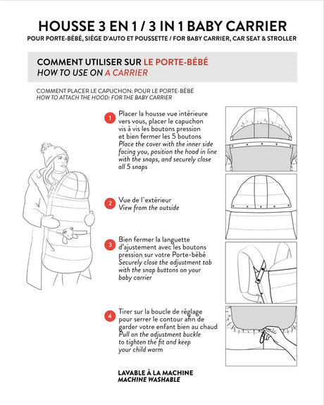 3-In-1 Multifunction Cover For Car Seat, Stroller, And Baby Carrier In Chanterelle | Deux par Deux | Jenni Kidz