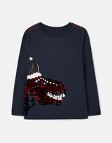 Boys Festive Dino Sequin T-Shirt  | Joules - Jenni Kidz