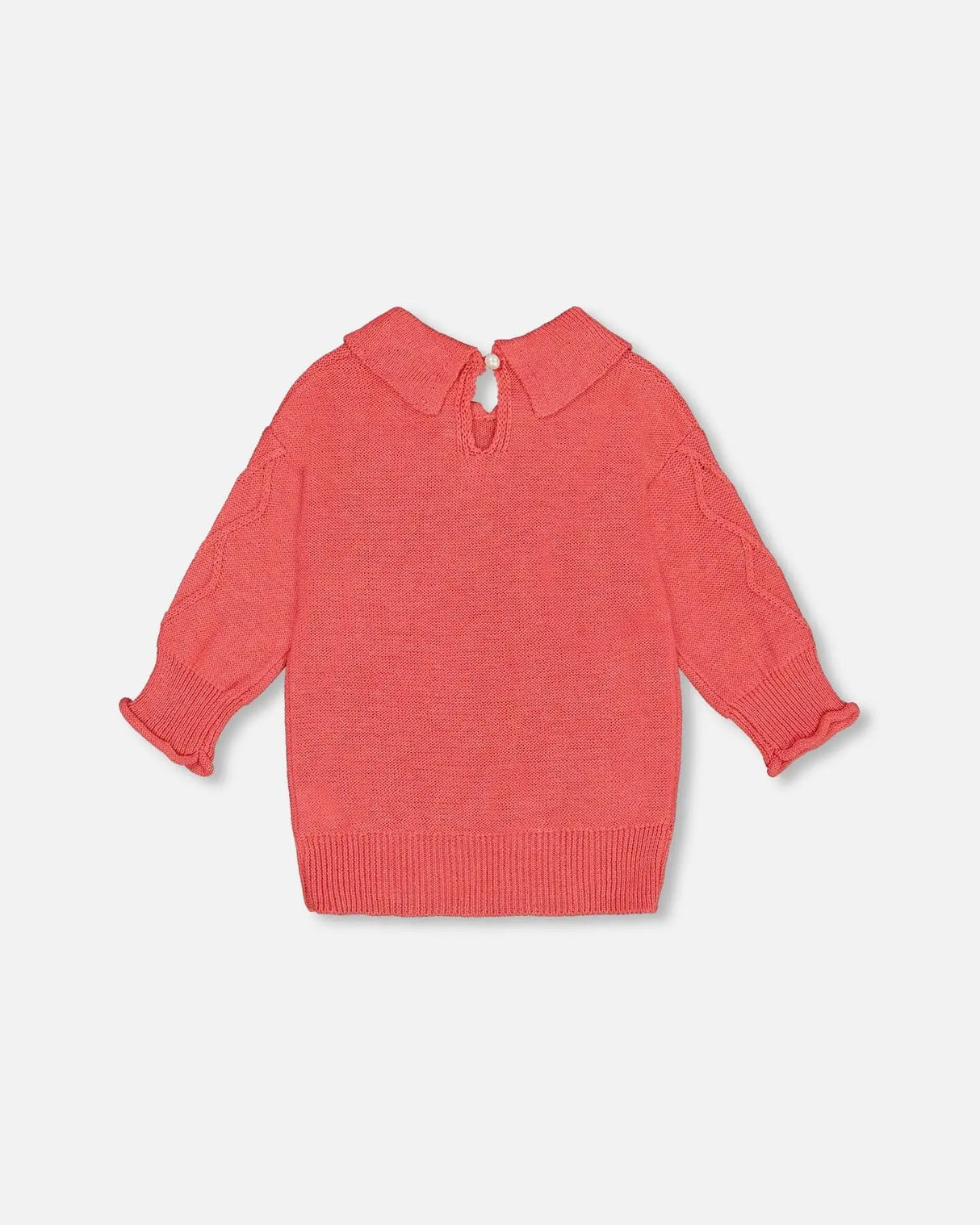 3/4 Knit Sweater With Collar Coral | Deux par Deux | Jenni Kidz