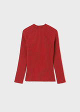 Ribbed Knit Mockneck Long Sleeve - Red Girls | Mayoral - Jenni Kidz