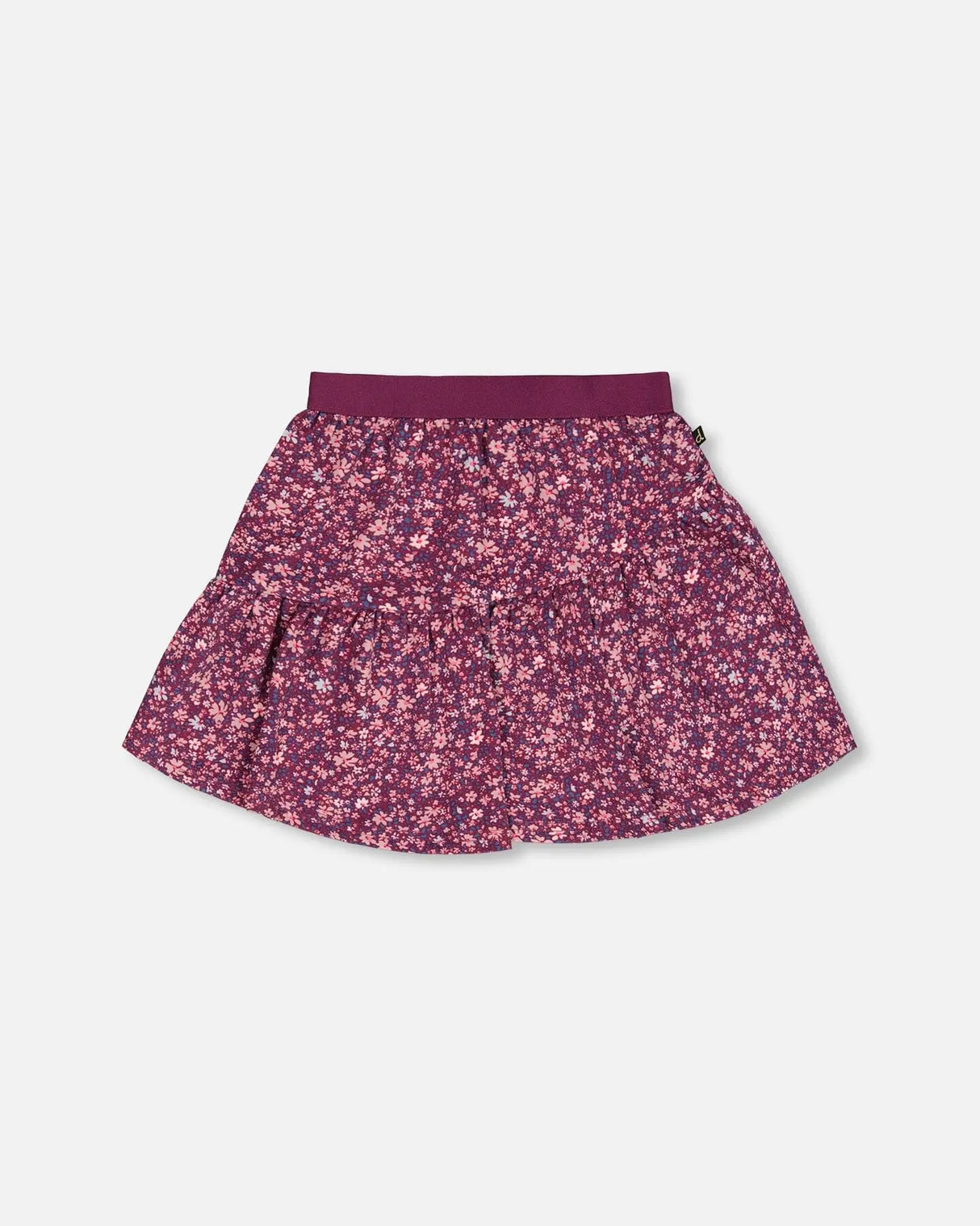 Asymmetric Ruffle Skirt Burgundy Printed Little Flowers | Deux par Deux | Jenni Kidz