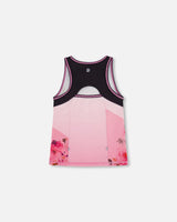 Athletic Tank Gradient Pink Printed Big Flowers | Deux par Deux | Jenni Kidz