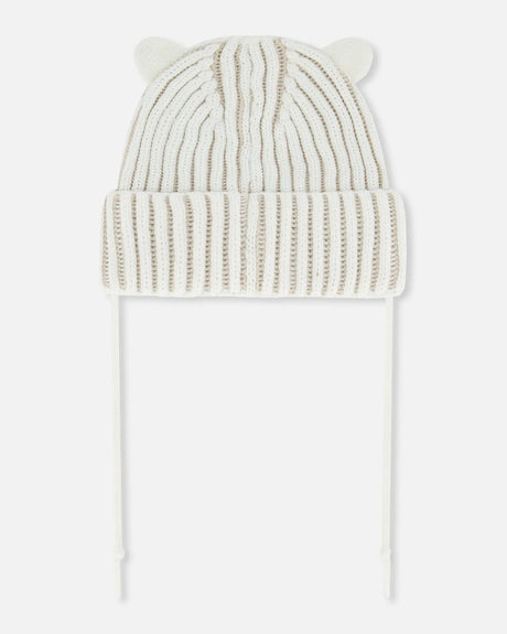 Baby Knit Hat With Ears Off White | Deux par Deux | Jenni Kidz
