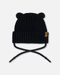 Baby Knit Hat With Strings Black | Deux par Deux | Jenni Kidz