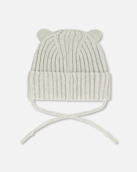 Baby Knit Hat With Strings Off-White | Deux par Deux | Jenni Kidz