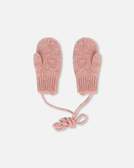 Baby Knit Mittens With String Dusty Pink | Deux par Deux | Jenni Kidz