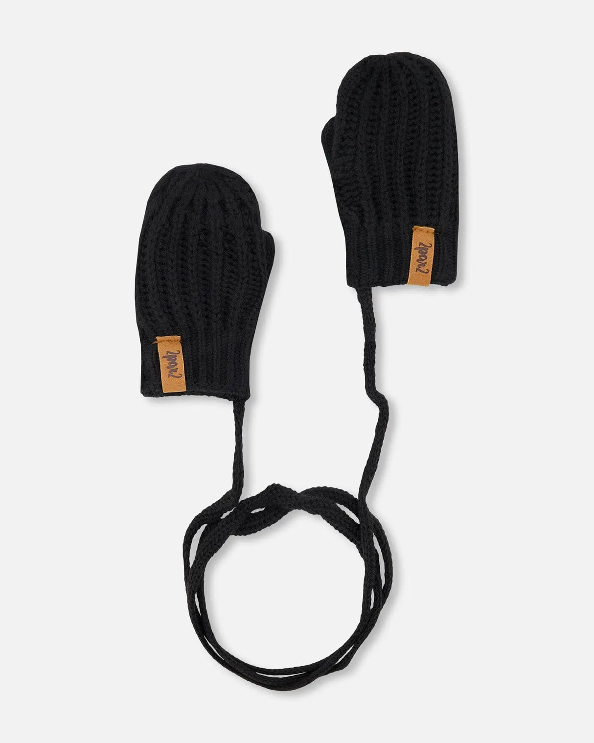 Baby Knitted Mittens With String Black | Deux par Deux | Jenni Kidz