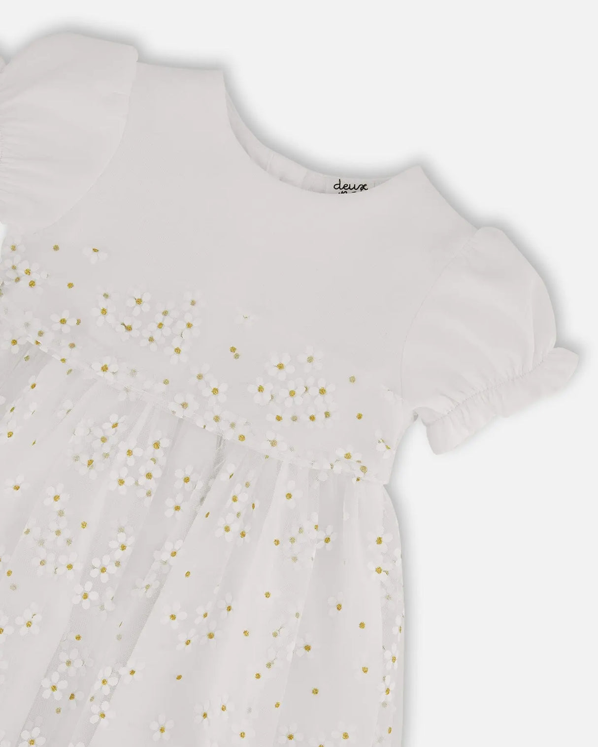 Baby Puff Sleeve Dress White | Deux par Deux | Jenni Kidz