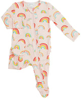 Bamboo Ruffle Footie - Pink Rainbows | Angel Dear | Angel Dear | Jenni Kidz