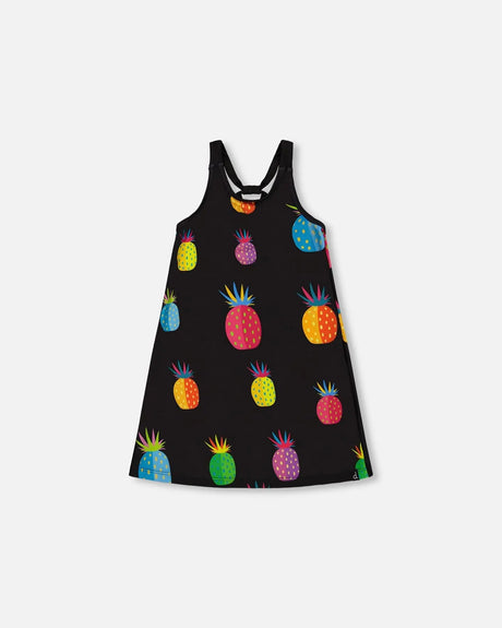 Beach Dress Black Printed Pineapples | Deux par Deux | Jenni Kidz