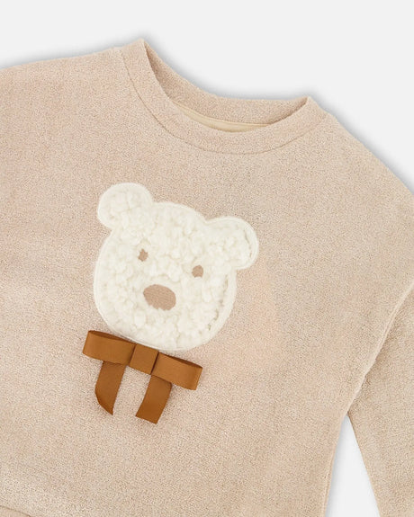 Bi-Material Dress Caramel Brown With Layered Skirt | Deux par Deux | Jenni Kidz