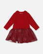 Bi-Material Dress With Glittering Skirt Red | Deux par Deux | Jenni Kidz