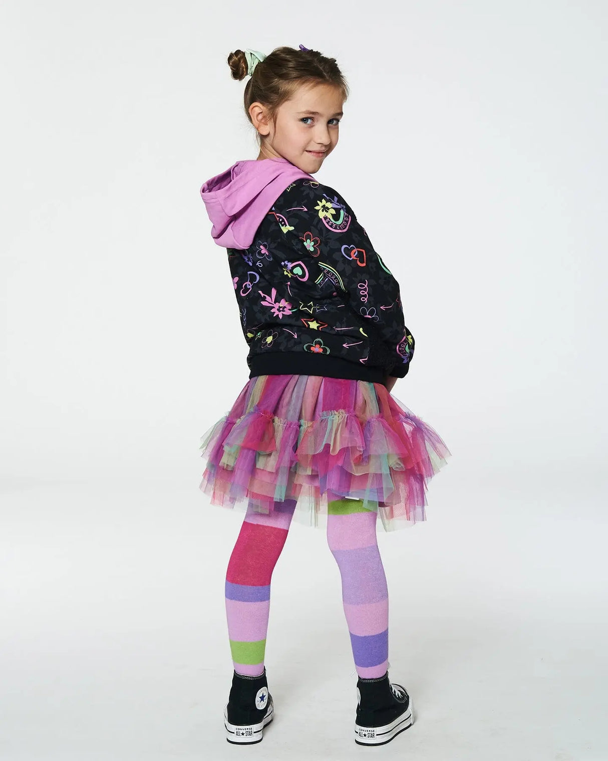 Bi-Material French Terry And Sherpa Zip Hoodie Black | Deux par Deux | Jenni Kidz