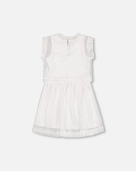 Bi-Material Mesh And Organic Cotton Dress Snow White | Deux par Deux | Jenni Kidz