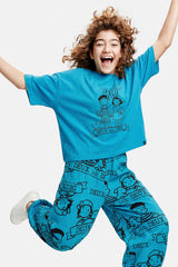 40th Anniversary Adult Printed Poplin Pant Sky Blue-1
